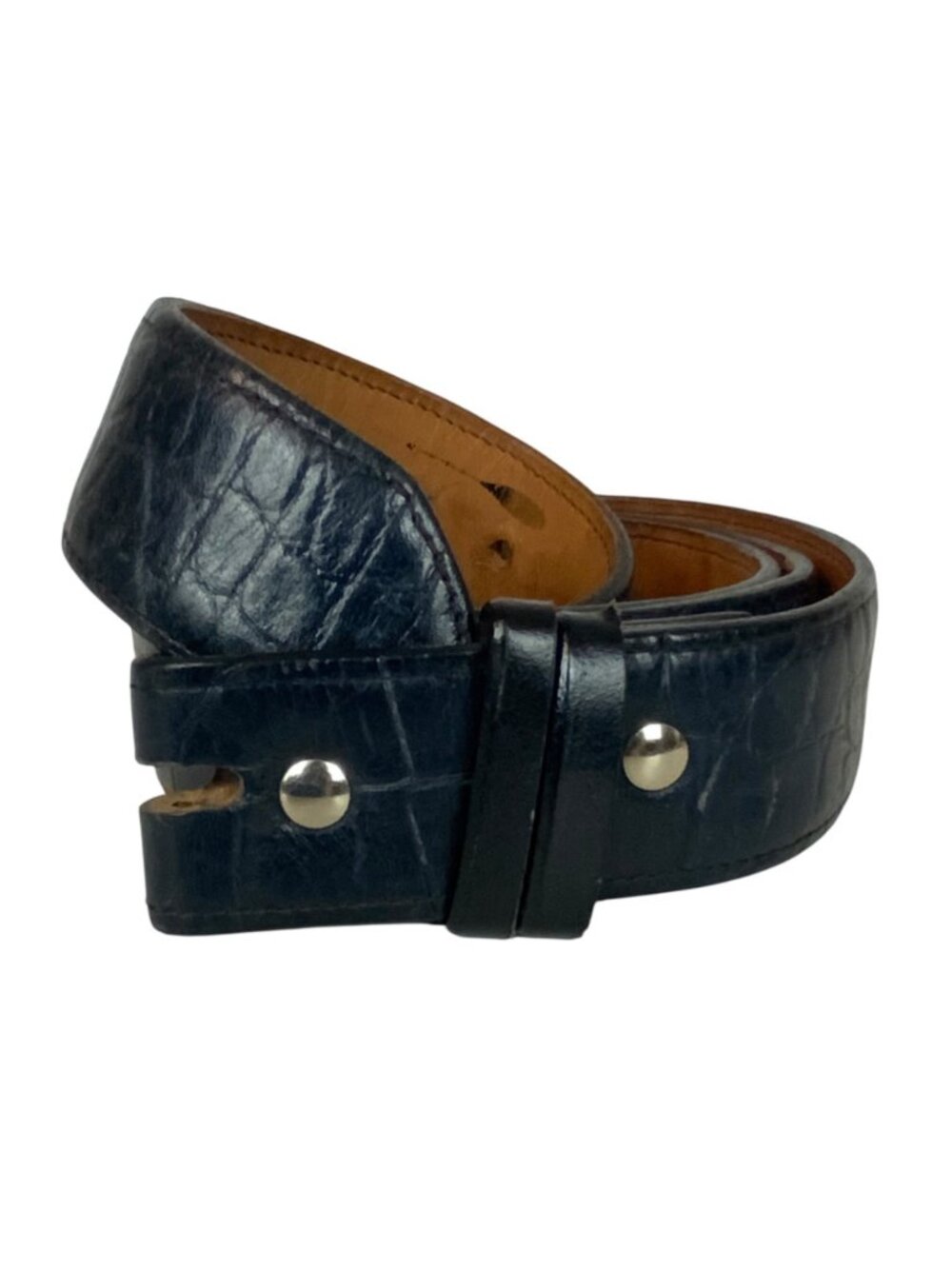 Petes Belts Handmade Mens Western Size 42 Black Leather Croco Pattern Strap Only